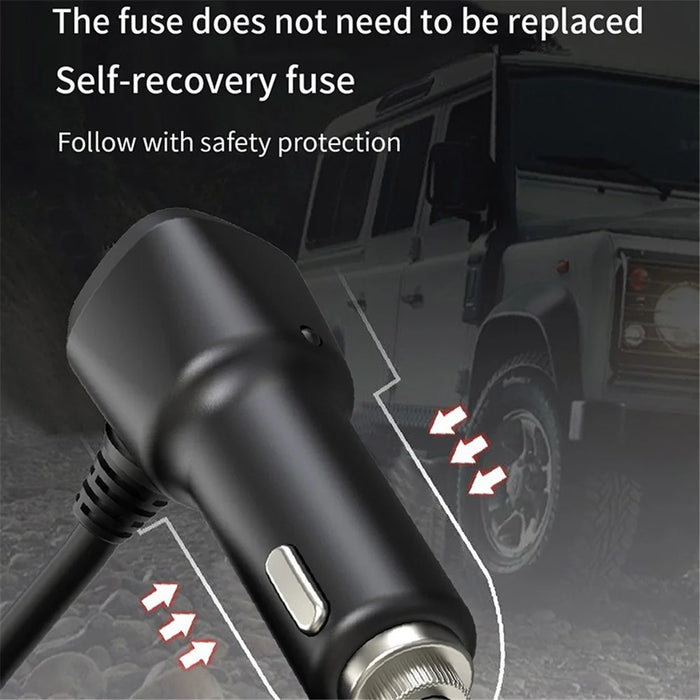GC01 3 USB + 1 Type-C + 1 PD Port Car Charger 3 Cigarette Lighter Sockets Digital Display Charging Adapter - 5