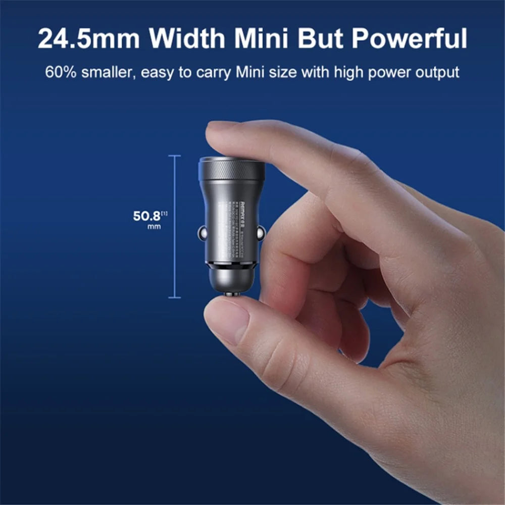 REMAX RCC335 Seaya Series USB-A + Type-C Dual Port PD 30W Fast Charging Aluminum Alloy Car Charger - 3