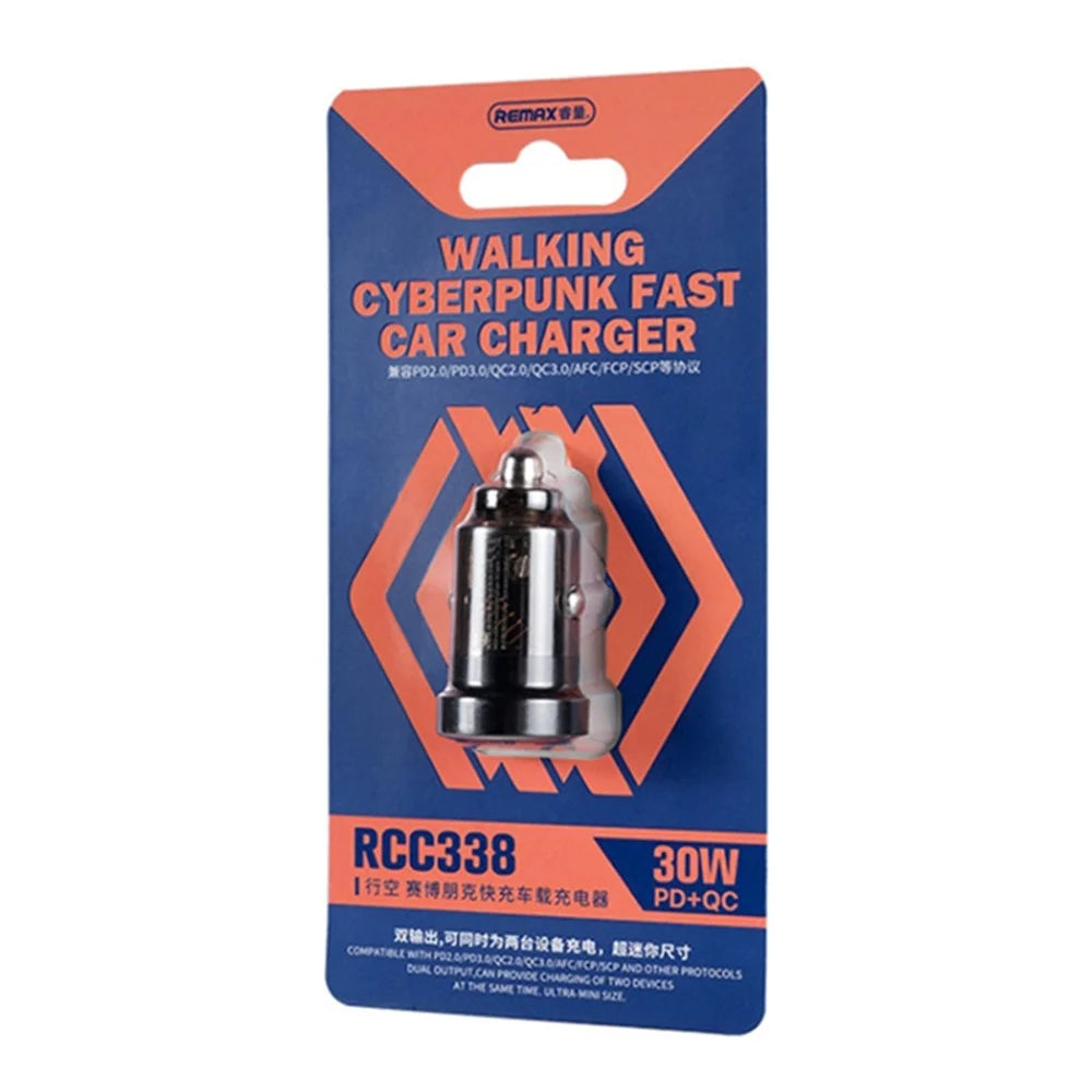 REMAX RCC338 Walking Cyberpunk Clear Car Charger USB-A + Type-C Dual Port PD 30W Fast Charger - 6