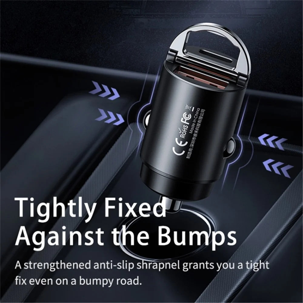 REMAX RCC350 Tanya Pro Max Series PD 45W Fast Charging Dual Type-C Car Charger with Mini Ring Handle - 4