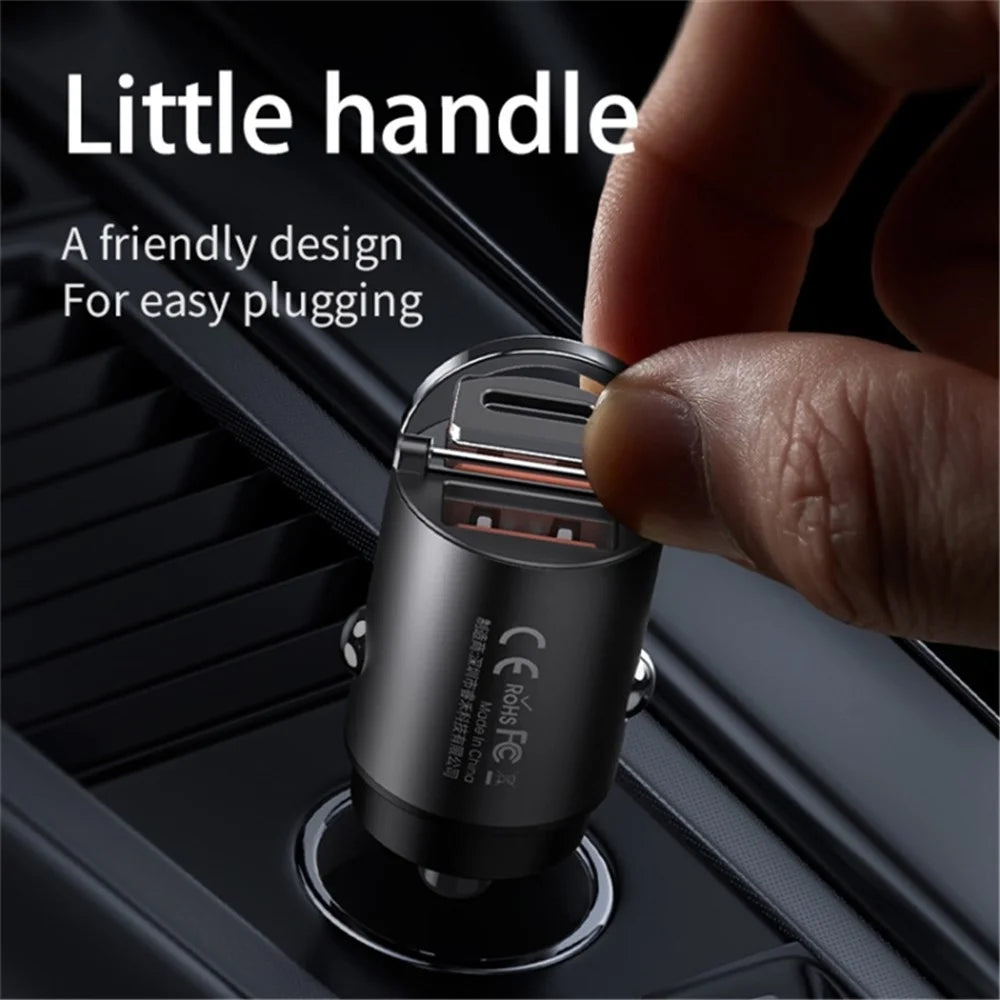 REMAX RCC350 Tanya Pro Max Series PD 45W Fast Charging Dual Type-C Car Charger with Mini Ring Handle - 5