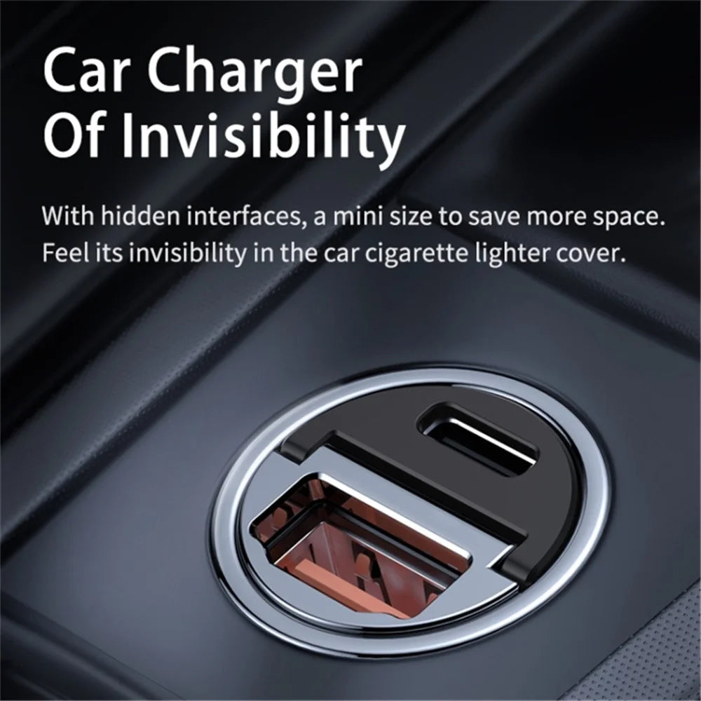 REMAX RCC350 Tanya Pro Max Series PD 45W Fast Charging Dual Type-C Car Charger with Mini Ring Handle - 6