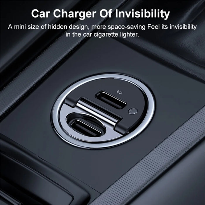 REMAX RCC332 Tanya Pro Series Dual Type-C Car Charger PD 30W Fast Charging Adapter with Mini Ring Handle - Black - 5