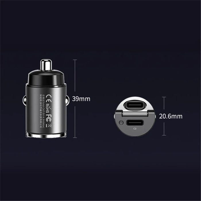 REMAX RCC332 Tanya Pro Series Dual Type-C Car Charger PD 30W Fast Charging Adapter with Mini Ring Handle - Black - 7
