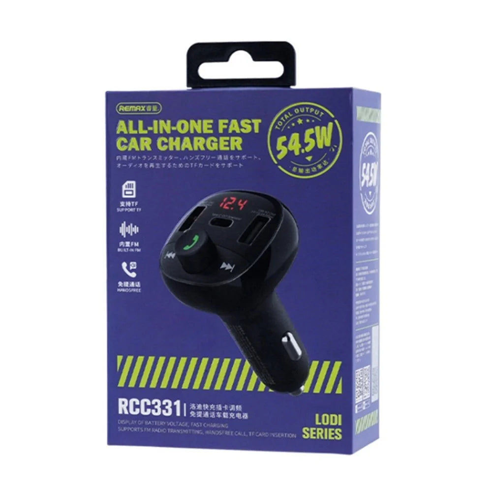 REMAX RCC331 LODI Series Multifunctional Car Charger 54.5W High Power 2 USB-A + 1 Type-C FM Radio - 7