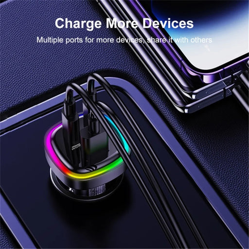 REMAX RCC330 66W USB + 2 Type-C Car Charger Zinc Alloy Phone Fast Charging Power Adapter - 2