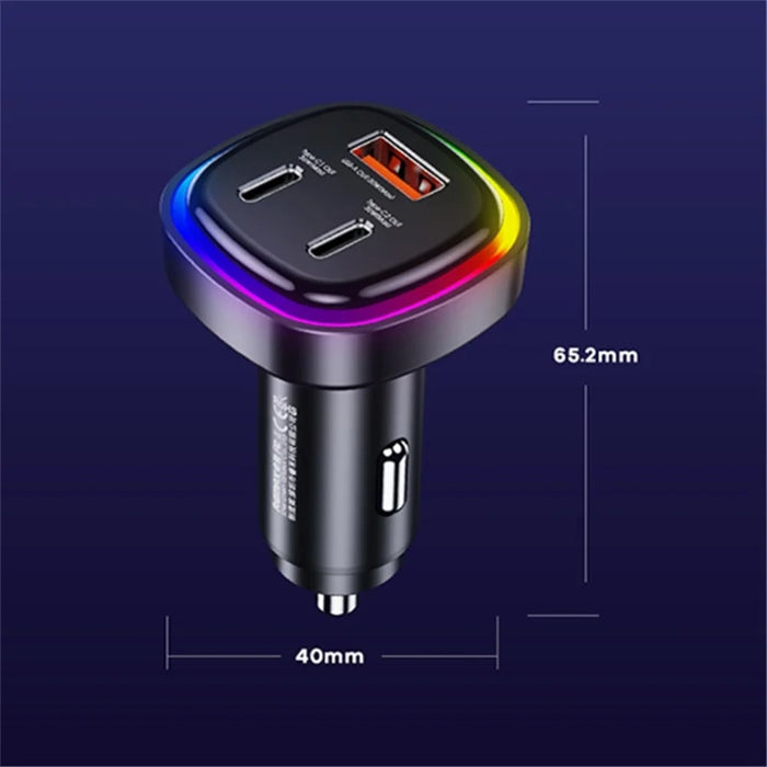 REMAX RCC330 66W USB + 2 Type-C Car Charger Zinc Alloy Phone Fast Charging Power Adapter - 6