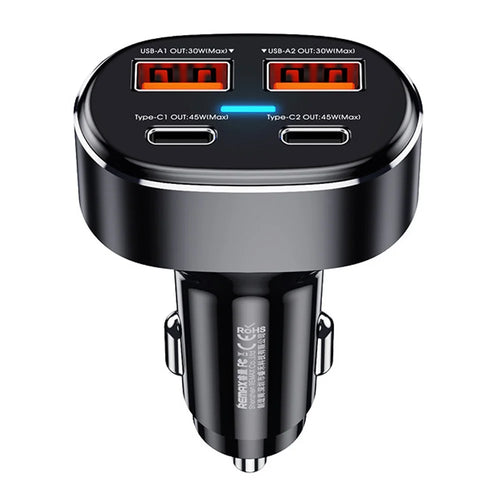 REMAX RCC329 DUKE Series 75W Phone Fast Charging Car Charger 2 USB + 2 Type-C Power Adapter with Indicator Light - 1
