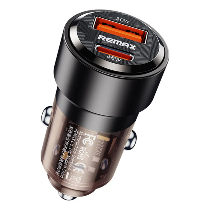 REMAX RCC360 Walking Series 75W PD+QC USB-A + Type-C Dual Port Transparent Car Charger - 1