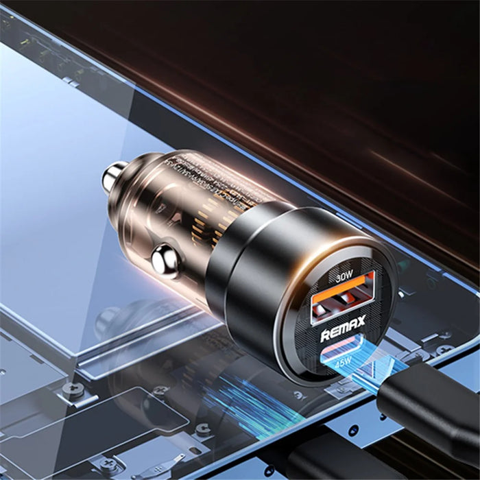 REMAX RCC360 Walking Series 75W PD+QC USB-A + Type-C Dual Port Transparent Car Charger - 4