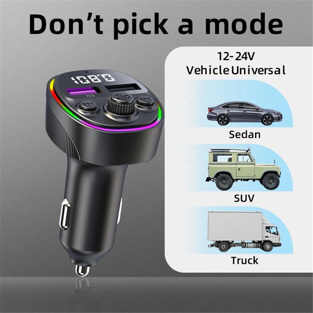 CS2 Dual USB 66W Super Fast Car Charger Digital Display Car Charger with MP3 Player Bluetooth-compatible FM Transmitter - 6
