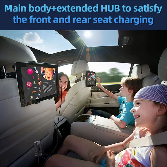 CS11 Multi-Port Rear Seat Extended Car Charger Super Fast Car Charger Support Bluetooth-compatible MP3 Play, FM Transmitter - 4