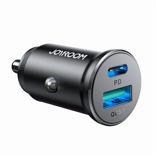 JOYROOM CCN05 Mini 30W USB + Type-C Phone Fast Charging Adapter Aluminum Alloy Car Charger - 1