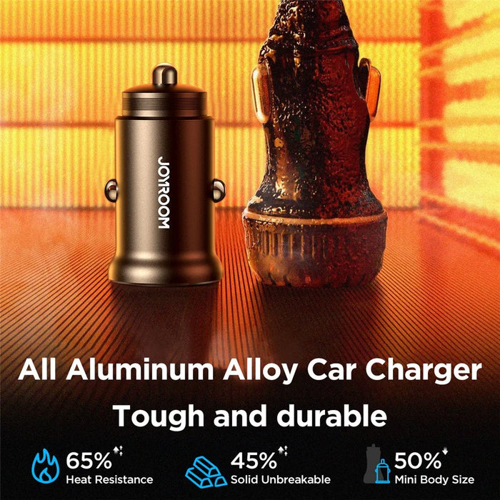 JOYROOM CCN05 Mini 30W USB + Type-C Phone Fast Charging Adapter Aluminum Alloy Car Charger - 4