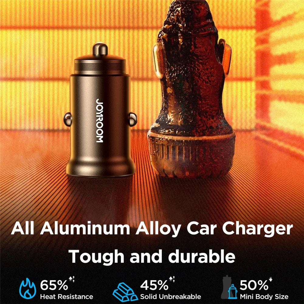 JOYROOM CCN06 Mini 30W Dual Type-C Ports Aluminum Alloy Car Charger Phone PD Fast Charging Adapter - 4