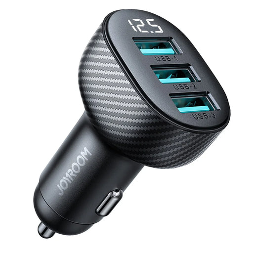 JOYROOM CCD03 3.4A 3 USB Ports Phone Fast Charging Adapter PC+ABS Voltage Digital Display Car Charger - 1