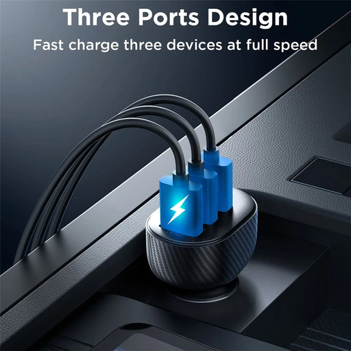 JOYROOM CCD03 3.4A 3 USB Ports Phone Fast Charging Adapter PC+ABS Voltage Digital Display Car Charger - 2