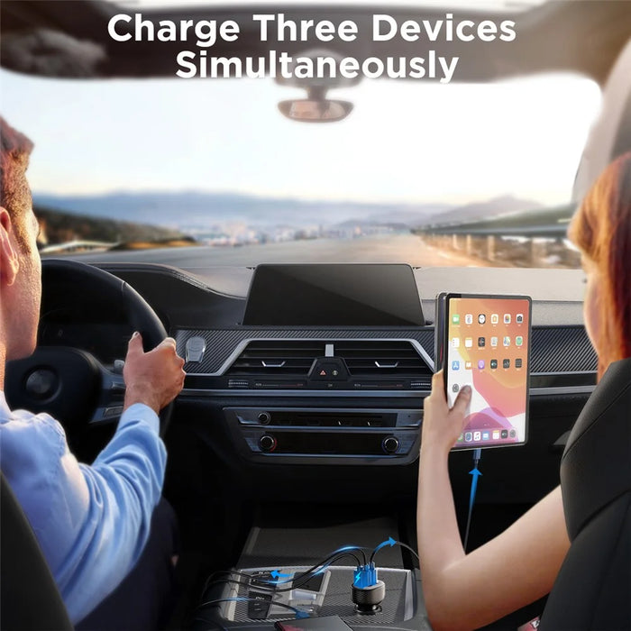 JOYROOM CCD03 3.4A 3 USB Ports Phone Fast Charging Adapter PC+ABS Voltage Digital Display Car Charger - 6