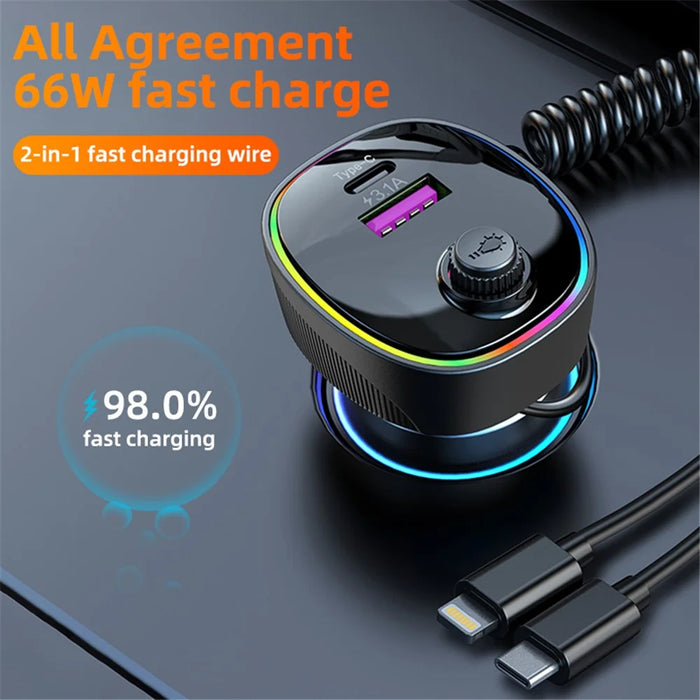 K11  USB + Type-C PD Car Charger Phone Tablet Fast Charging Adapter with Type-C / 8-Pin Charging Cable - 2