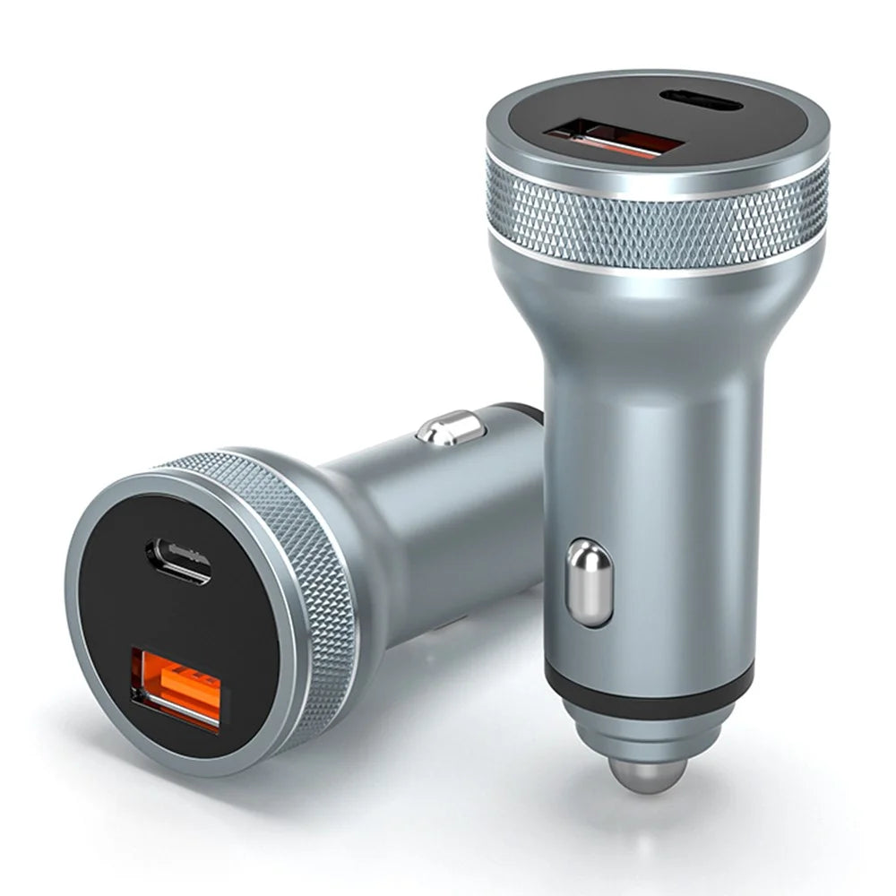 Aluminum Alloy Fast Charging Adapter USB 18W + Type-C PD 20W Mini Car Charger with Digital Display - 2