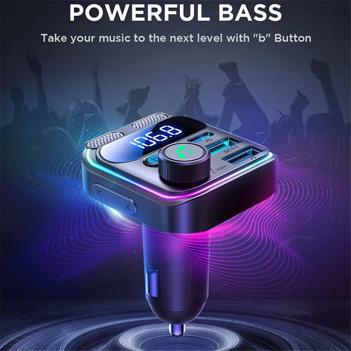JOYROOM JR-CCB01 Dual Microphone Bluetooth-compatible Hands-free Call Music Player 48W Car Fast Charger FM Transmitter - 2