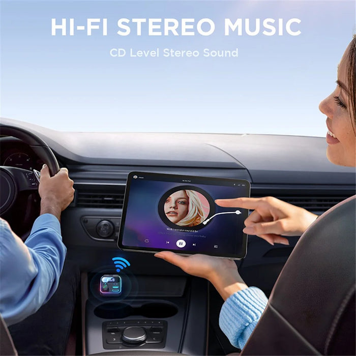 JOYROOM JR-CCB01 Dual Microphone Bluetooth-compatible Hands-free Call Music Player 48W Car Fast Charger FM Transmitter - 4