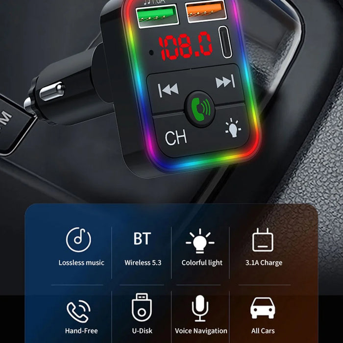 P2 Car Player Charger Dual USB Port Cigarette Lighter Car Charger Support Bluetooth-compatible Hands Free Calling - 3