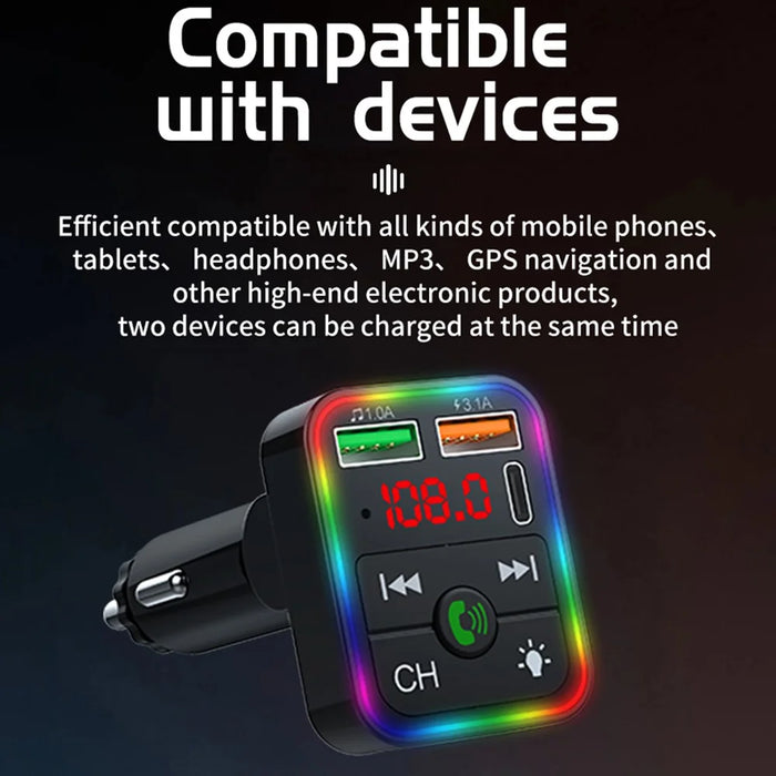 P2 Car Player Charger Dual USB Port Cigarette Lighter Car Charger Support Bluetooth-compatible Hands Free Calling - 6