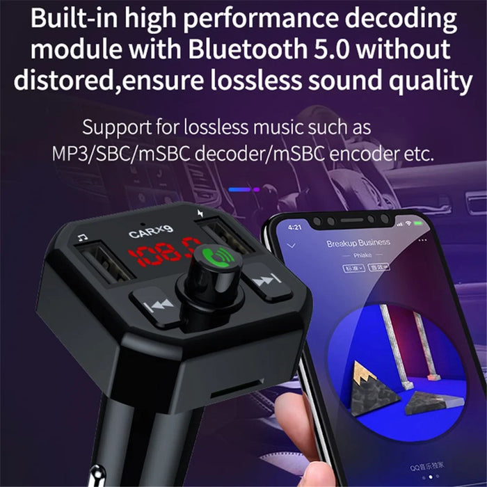 X9 Car MP3 Player Automatic Power-off Memory Bluetooth-compatible Call FM Transmitter with Dual USB Ports - 6