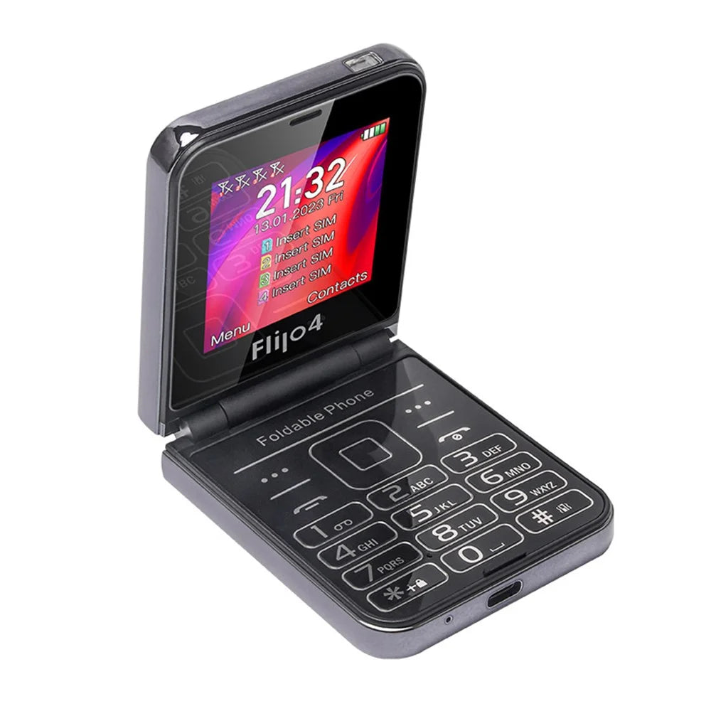 F265 2.55 Inches Cell Phone 4 SIM Cards Keypad Folding Mobile Phone - Black / Language Pack 1 - 2