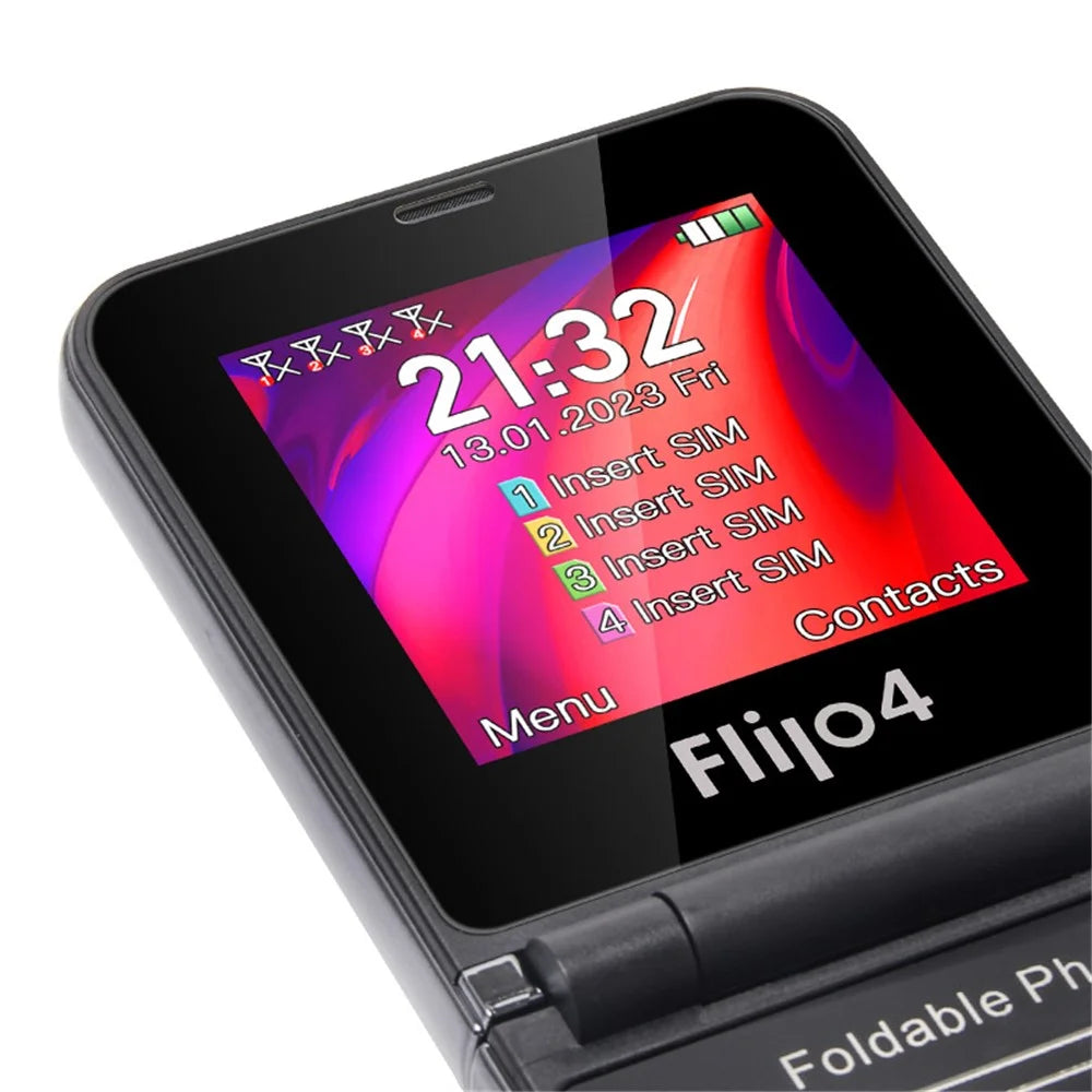 F265 2.55 Inches Cell Phone 4 SIM Cards Keypad Folding Mobile Phone - Black / Language Pack 1 - 4