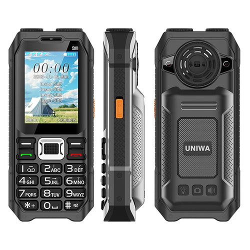 UNIWA M6000 2.4-Inch 2G 4-SIM Cards Ultra Long Standby Cell Phone with Power Bank Function - Black - 1