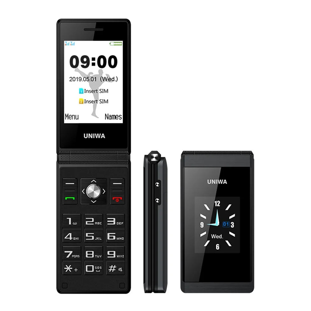 UNIWA X28 2.8-Inch Dual-Screen Display 2G Bar Phone - Black / Language Pack A - 1
