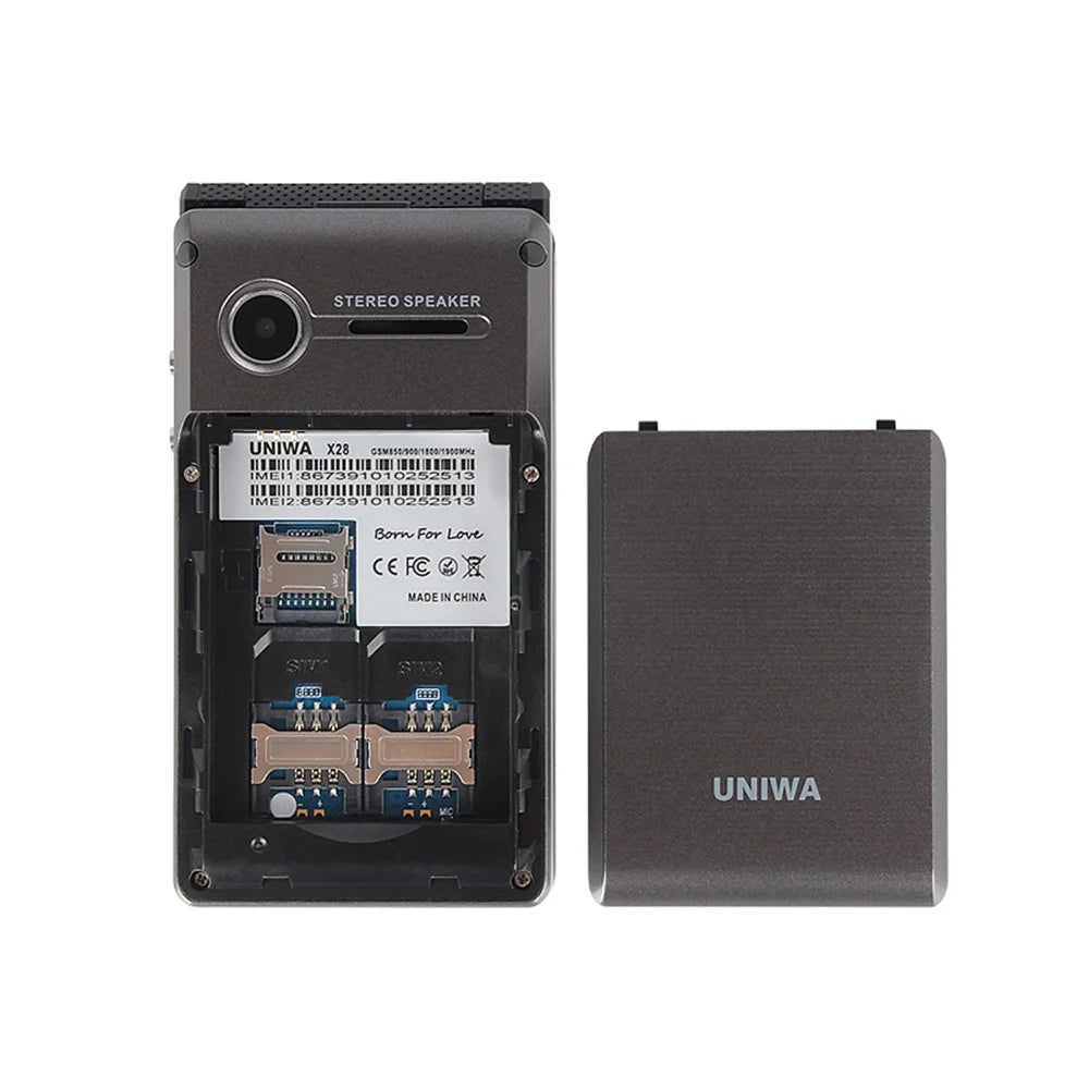 UNIWA X28 2.8-Inch Dual-Screen Display 2G Bar Phone - Black / Language Pack A - 3