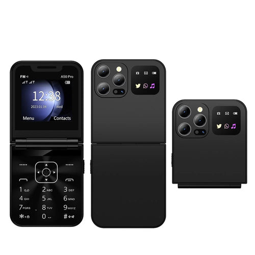 SERVO A50 Pro Dual SIM Flip 2G Bar Phone for Seniors - Black / Language 1 - 1