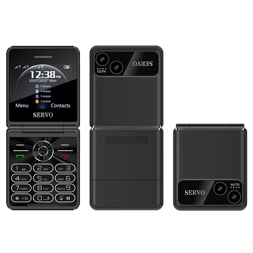 SERVO IP15 Flip Foldable 2G Phone 2.4 inch HD Screen - Black / Language 1 - 1