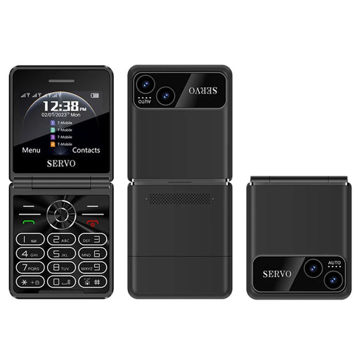 SERVO IP15 Flip Foldable 2G Phone 2.4 inch HD Screen - Black / Language 1 - 1