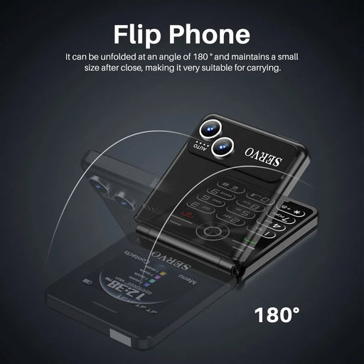 SERVO IP15 Flip Foldable 2G Phone 2.4 inch HD Screen - Black / Language 1 - 2