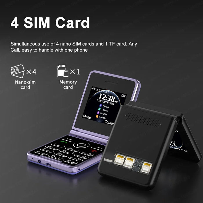 SERVO IP15 Flip Foldable 2G Phone 2.4 inch HD Screen - Black / Language 1 - 7