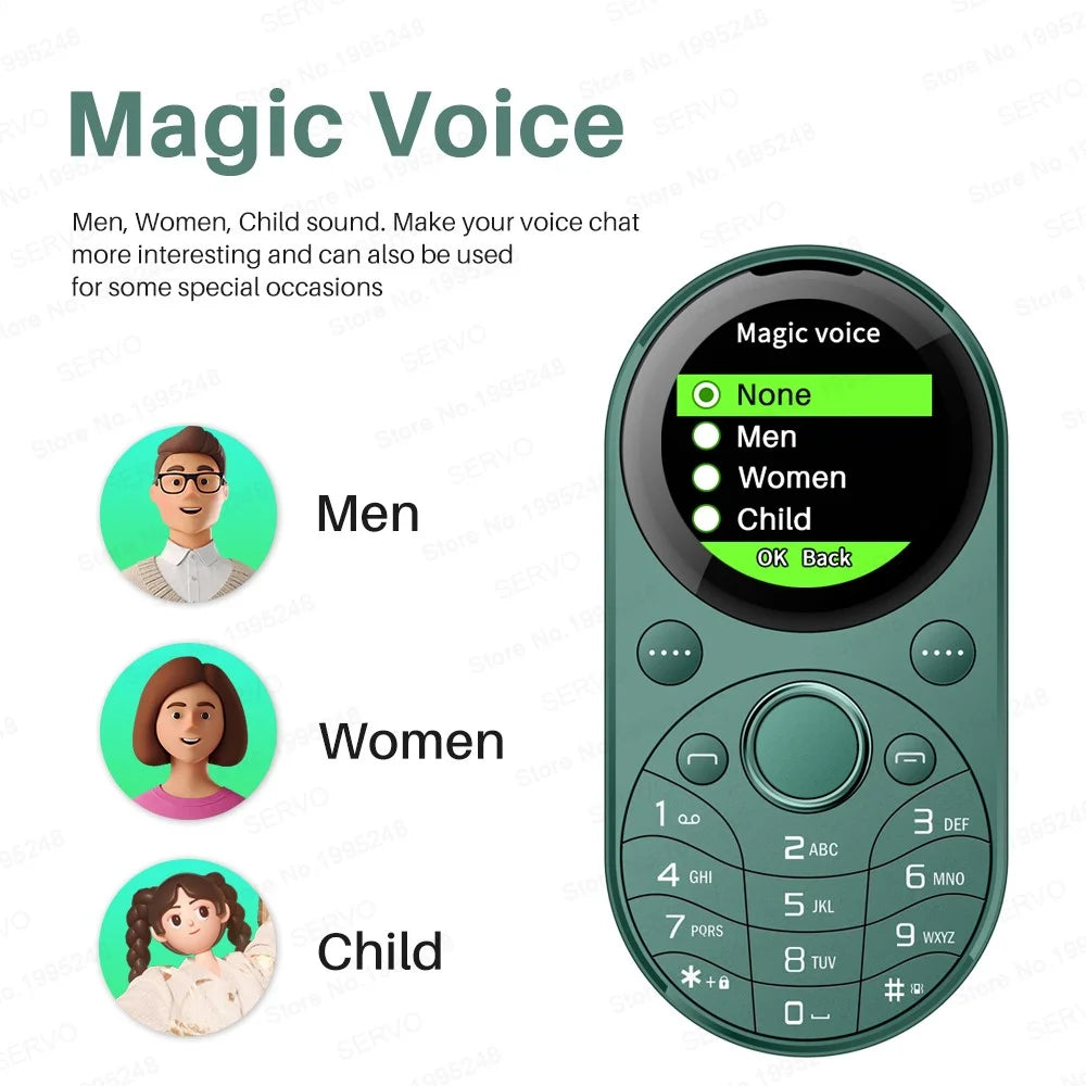 SERVO i15 Mini Dual SIM Miniature Circular 2G Feature Phone - Green - 2
