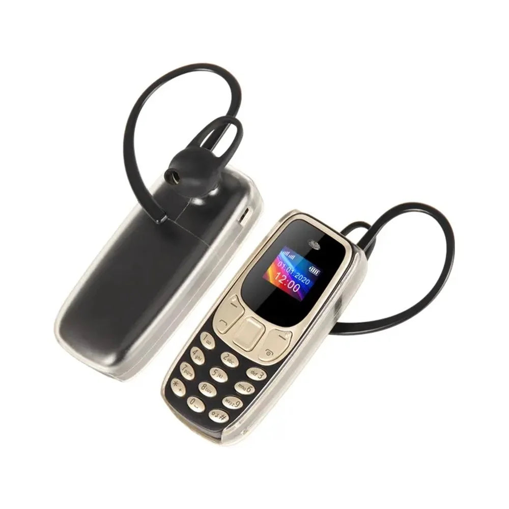 BM10 Dual SIM 0.66-inch Mini Mobile Phone 2G GSM Cellphone with Ear Hook - Black Gold - 6