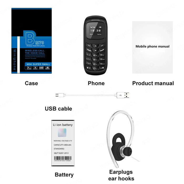 BM70 Dual SIM 0.66-inch Mini Bar Phone 2G GSM Mobile Phone - Grey - 4