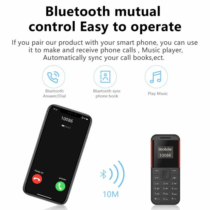 BM222 0.66-Inch Mini Dual SIM Standby Phone Portable Bar Phone - Black / Red - 3