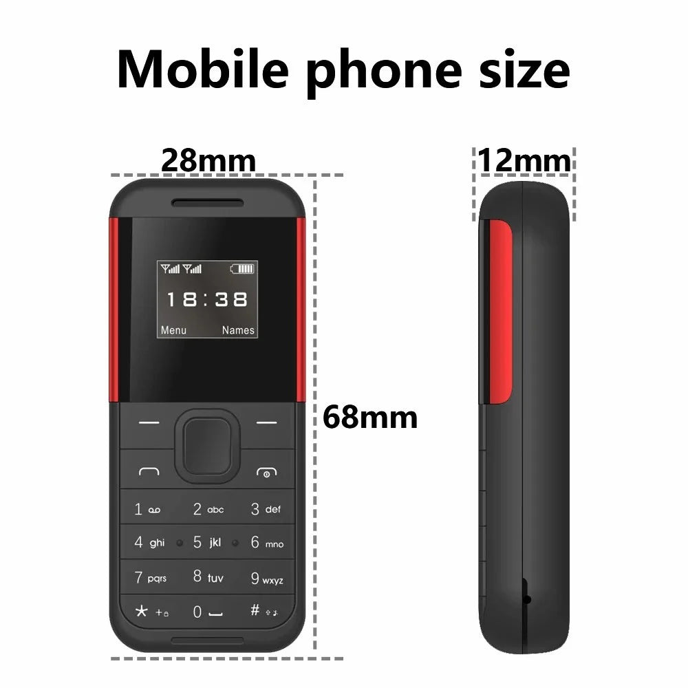 BM222 0.66-Inch Mini Dual SIM Standby Phone Portable Bar Phone - Black / Red - 7