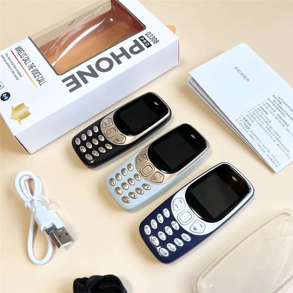 Q3308 1.33-Inch Mini Triple SIM Standby 2G Bar Phone - Black - 6