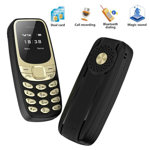 BM35 2G 0.66-Inch Mini Dual SIM Standby Slim Cell Phone - Black / Gold - 2