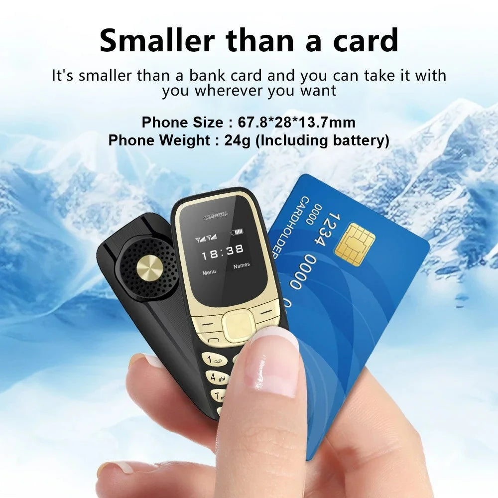 BM35 2G 0.66-Inch Mini Dual SIM Standby Slim Cell Phone - Black / Gold - 3