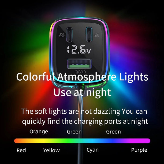 GC05 Cable Cigarette Lighter Splitter Car Charger Adapter with Multiple Type-C USB Outputs - 6