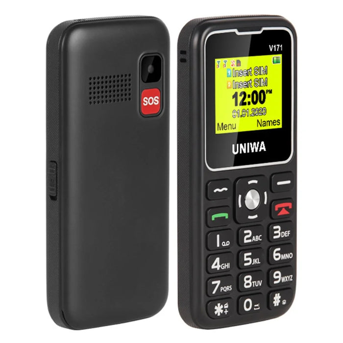 UNIWA V171 Dual SIM 1.77 inch Mobile Phone 1000mAh Battery 2G GSM Cellphone - Black / US Plug - 1