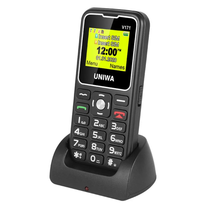 UNIWA V171 Dual SIM 1.77 inch Mobile Phone 1000mAh Battery 2G GSM Cellphone - Black / US Plug - 3